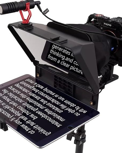 A10 Portable Teleprompter for Smartphones & DSLR Cameras with Phone Holder, Remote Control Ideal for Live Streaming, Interviews, Speeches & Video Production