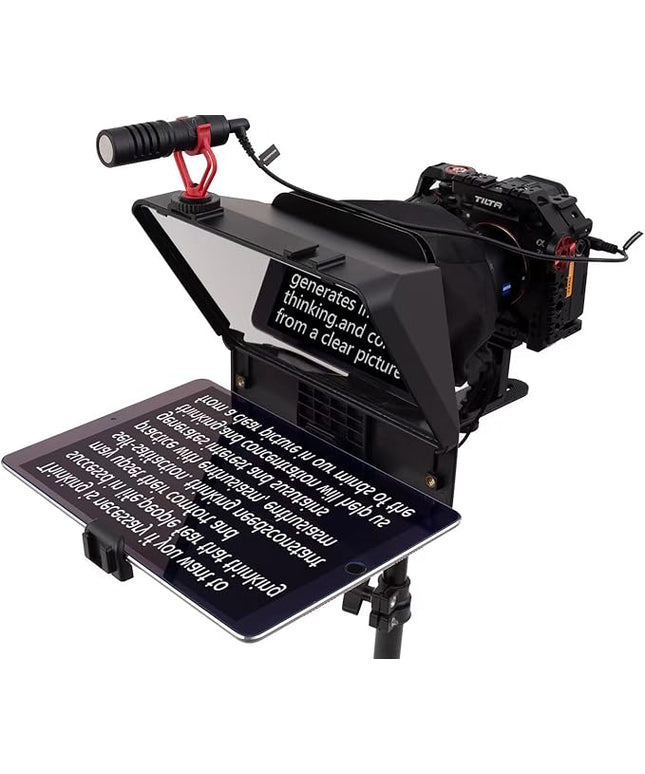 A10 Portable Teleprompter for Smartphones & DSLR Cameras with Phone Holder, Remote Control Ideal for Live Streaming, Interviews, Speeches & Video Production
