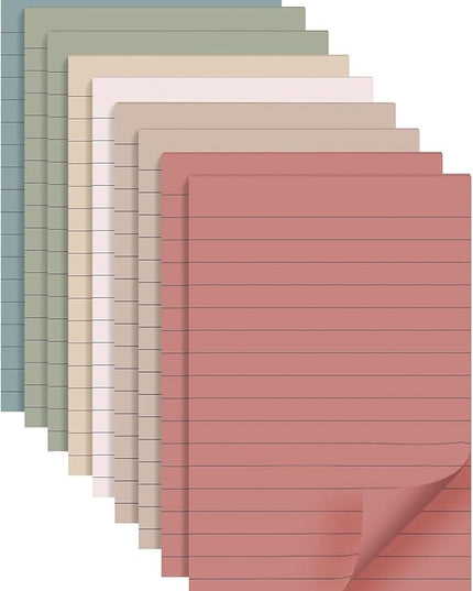 9 Pads Lined Sticky Notes 4x6 in Post, Vintage Colors Self Pad Its, Super Sticking Power Memo Pads Its, 40 Sheets/pad
