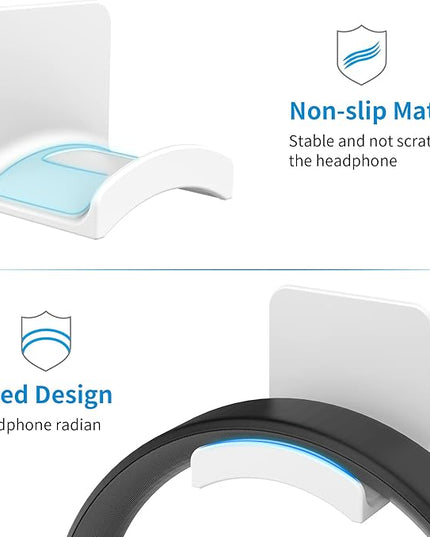 SOKUSIN Headphone Stand Headset Holder - Adhesive Gaming Earphones Hanger, Universal Desk Wall Mount Hook for All Headphone/Controller, Compatible with Beats, AirPods Max,Sony, JBL (White-2PCS)