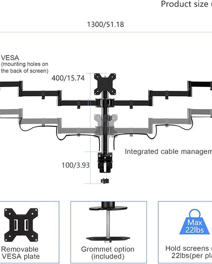 Suptek Triple LED LCD Monitor Desk Mount Heavy Duty Fully Adjustable Stand for 3 / Three Screens up to 27 inch (MD6463)