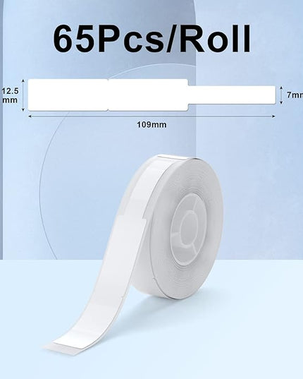 NIIMBOT Thermal Label Maker Paper 0.5" 4.3" Stickers Waterproof Tear-Resistant Replacement for D11/D110 Label Printer Office&Home Cable 65 Labels/Roll (White)
