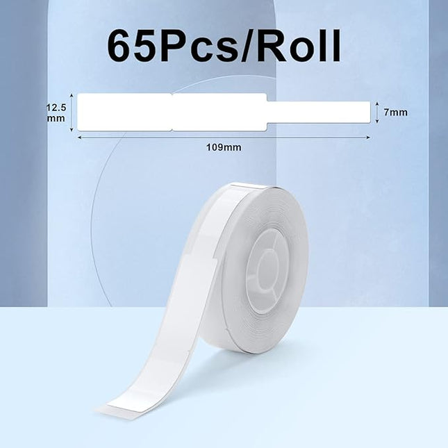 NIIMBOT Thermal Label Maker Paper 0.5" 4.3" Stickers Waterproof Tear-Resistant Replacement for D11/D110 Label Printer Office&Home Cable 65 Labels/Roll (White)