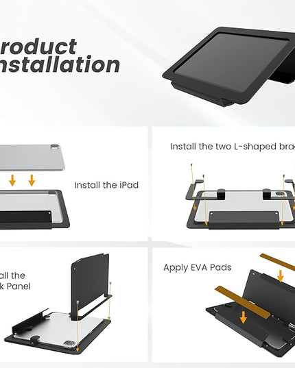 Tablet Desk Stand, All Metal 30° Ergonomic with Security Cable Lock for Office, POS Counter, Reception - Compatible with iPad 10th (10.9"), Pro 11", Air 4/5 (10.9"), Air 11"，iPad 11"(A16)