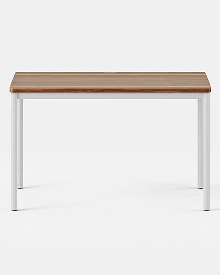 Branch Daily Desk - Functional at Home Office Desk with Effortless Assembly, Timeless Design, Rounded Corners, and Built-in Cable Notch - 36” W x 28.5” H x 24” D - Walnut White Work Table