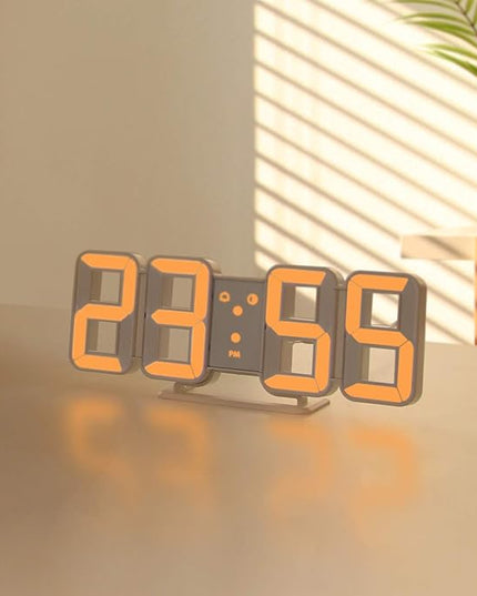 mooas 3D Pure mini Orange LED Clock, Multi-Function LED Clock (Calendar, Alarm, Temperature) (8.5" Orange Table Alarm Clock)