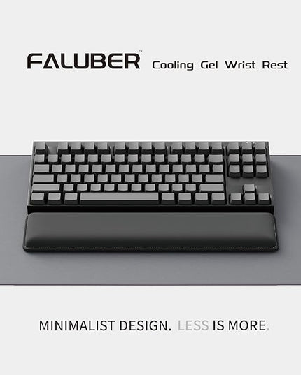 Faluber Cooling Gel Wrist Rest, 14.3-inch Length for Tenkeyless Keyboard, Memory Foam Palm Rest with Non-Slip Footpad, Ergonomic Design, Stain Resistant, PC Accessory Gaming Gear (Medium-TKL)