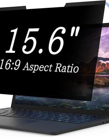 Magnetic Laptop Privacy Screen 15.6 Inch for 16:9 Computer Monitor, Removable 15.6” Anti Glare Protector Blue Light Filter Shield Compatible with HP Dell Xps Acer Asus Samsung Lenovo ThinkPad Envy