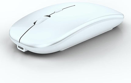 Wireless Bluetooth Mouse Rechargeable Laptop Mice Silent Slim Use(BT5.2 and 2.4G Portable USB Receiver) Dual Mode Computer Mouse for Laptop/iPad/Tablet/Apple/Computer/Mac(Bright White)