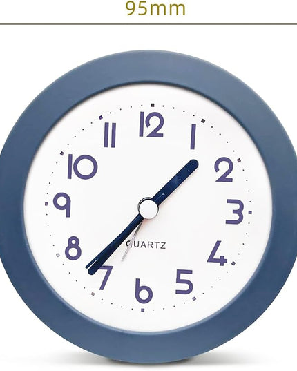 Alarm Clock with Backlight, 4.5 Inches Cute Analog Round Digital Quartz Clock, Non Ticking, Battery Operated ,Frosted Texture, Simply Design for Living Room, Bedroom ,Bedside, Desk Decorative (Blue)