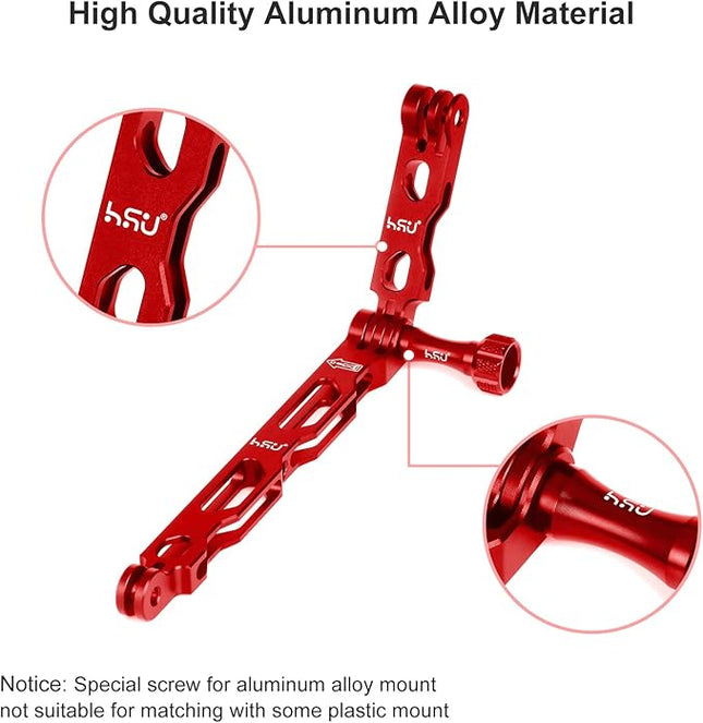HSU (7 Pcs) All Aluminum Alloy Extension Arm Kit Metal Pole Mount Helmet Stick Extension Arm Mount for GoPro Hero 13/12/11/10/9/8/7/6/5 Black, DJI Osmo Action and More (11.8”/6.5”/3.3”) (Red)