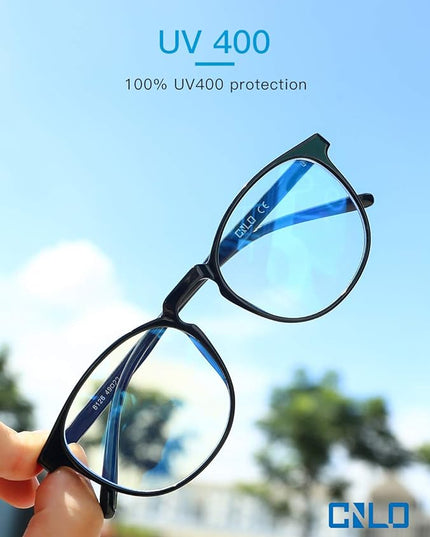 CNLO Blue Light Blocking Glasses,Computer Glasses,Anti Eyestrain, Lightweight Frame Eyeglasses,Men/Women… (Black)