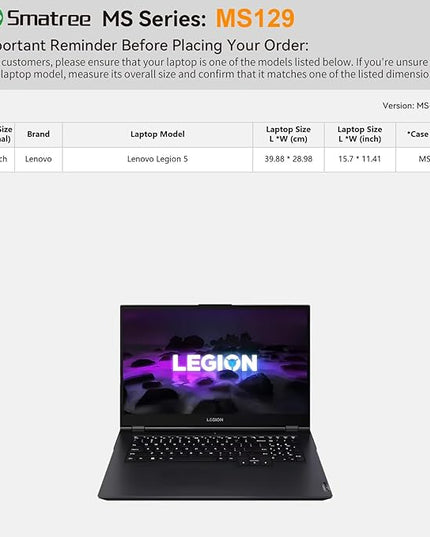 Smatree MS129 Hard EVA Protective Sleeve Case with Stand Compatible for 17.3 inch Lenovo Legion 5 Gaming Laptop Waterproof Sleeve