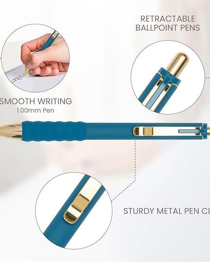 Aisibeiger Ballpoint Pens Black Ink Ball Point Pen with Super Soft Grip Medium Point 1.0mm for Office (Vintage 12-count)