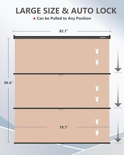 RAUBAY Retractable Pull Down Beige Screen Backdrop - 78.7" x 86.6" Collapsible Wall-Mount Nude Background for Professional Video Production, Photography, TikTok and Video Conferencing