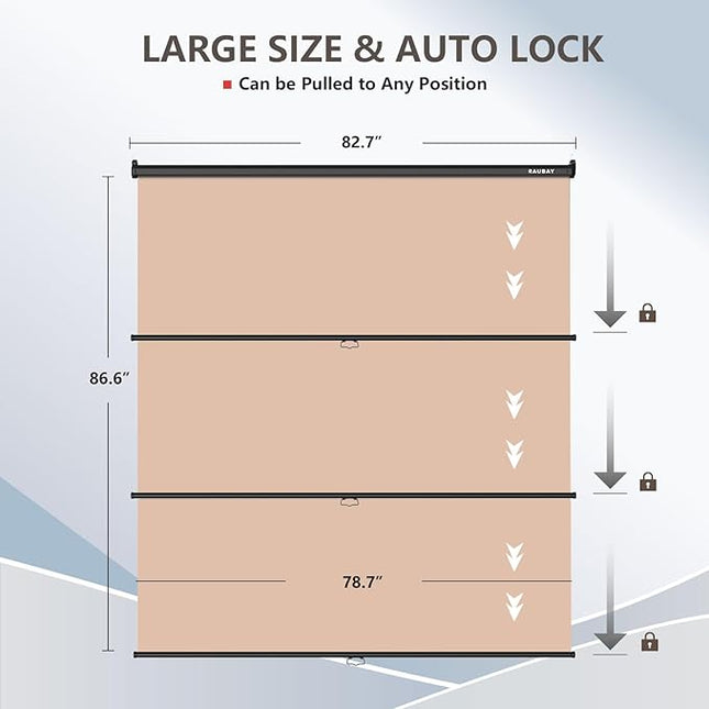 RAUBAY Retractable Pull Down Beige Screen Backdrop - 78.7" x 86.6" Collapsible Wall-Mount Nude Background for Professional Video Production, Photography, TikTok and Video Conferencing