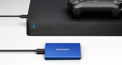 SAMSUNG T7 Portable SSD, 1TB External Solid State Drive, Speeds Up to 1,050MB/s, USB 3.2 Gen 2, Reliable Storage for Gaming, Students, Professionals, MU-PC1T0H/AM, Blue