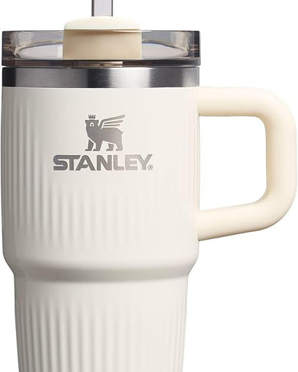 STANLEY Quencher H2.0 Tumbler with Handle and Straw 20 oz | Flowstate 3-Position Lid | Cup Holder Compatible for Travel | Insulated Stainless Steel Cup | BPA-Free | Fluted Cream Gloss