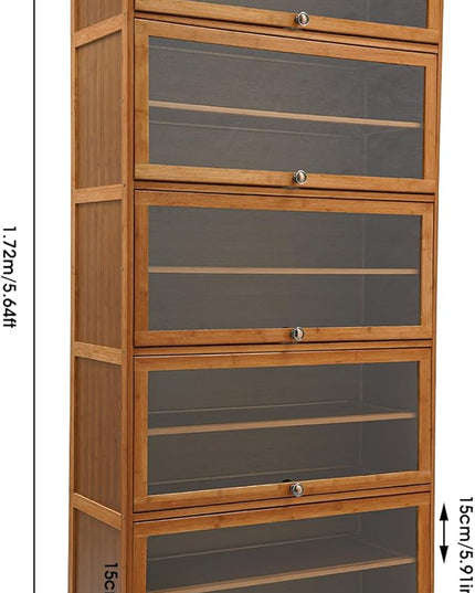 11 Tier Shoe Storage Cabinet, Bamboo Shoe Storage Cabinet Tall, Free Standing Shoe Racks Organizer with Cover, Multi Tier Vertical Shoe Rack Organizer for Entryway Office Living Room