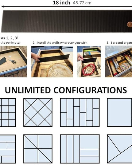 DRAWER DADDY Adjustable drawer dividers. The world’s most customizable drawer organizer for the kitchen, bathroom, desk, toolbox, and more. Installs in minutes; lasts a lifetime.