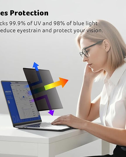 acer [2 Pack] Laptop Privacy Screen for MacBook Air 13 Inch (2022-2025 M1,M2,M3,M4), Eye Protection Anti Spy/Glare Blue Light Computer Monitor Privacy Filter, Dual-sided Magnetic & Removable