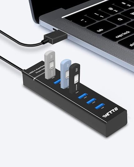 7-Port USB 3.0 Hub, IVETTO Data USB Hub Splitter with 3.3ft Long Cable for Laptop, PC, MacBook, Mac Pro, Mac mini, iMac, Surface Pro and More