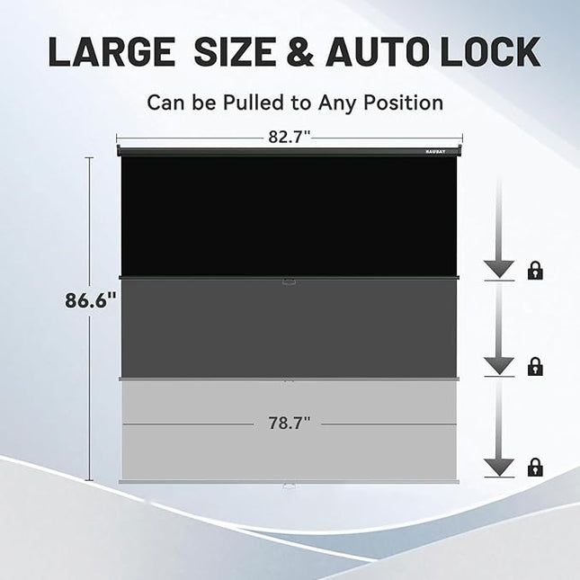 RAUBAY Retractable Pull Down Black Screen Backdrop - 78.7" x 86.6" Collapsible Wall-Mount Background for Professional Video Production, Photography, TikTok and Video Conferencing