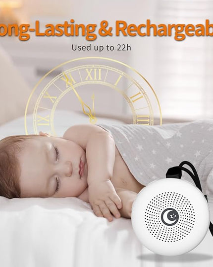 Sleepbox Sleep Sound Machine Portable Noise Machine with 30 Soothing Sounds 4 Timer Memory Function Rechargeable Battery 32 Volume Levels for Sleeping Traveling Relaxing for Baby Kids Adults (White)
