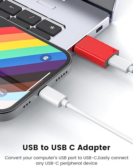 MOSWAG USB to USB C Adapter, USB C Female to USB Male Adapter Compatible with Apple MagSafe Watch 9/8/7/SE/Ultra, for iPhone 15 14 13 12 Mini Pro Max,iPad,Galaxy Note,Pixel,CarPlay,Wall Plug
