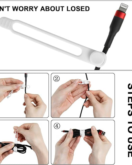 Nearockle 16Pcs 4.2" Silicone Cable Ties Cord Organizer for Cable Management, Reusable Cable Organizer Electronic Accessories in Home,Office,Kitchen,School,Travel(Black*8 & White*8)