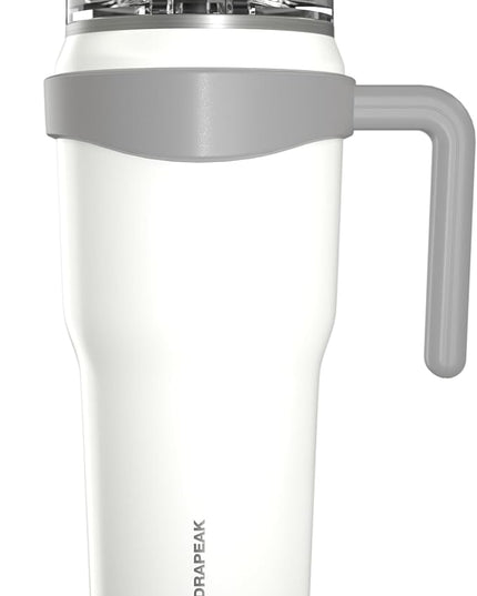 Hydrapeak Roadster 40oz Stainless Steel Tumbler Double Wall Vacuum Insulated Water Bottle With Handle And 2 in 1 Straw Lid (White)