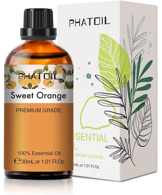 PHATOIL 30ML Sweet Orange Essential Oil, for Aromatherapy Diffusers, Humidifiers, Great for DIY Candle and Soap Making