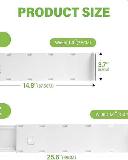 5 Pack Drawer Dividers 3.7" High Slim Organizers Expandable 14.8-25.6" Adjustable Separators for Shallow Drawers Kitchen Utensils Baby Clothes Underwear Storage-White