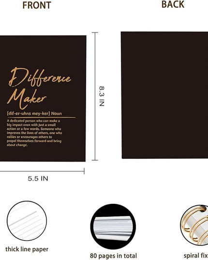 OXW Difference Maker Appreciation Gift, Meeting Notebook for Work, Thank You Gifts for Leader Mentor Manager Boss, Office Supplies Social Worker Notebook, Orange Hardcover Spiral Notebook 5.5 x 8.3