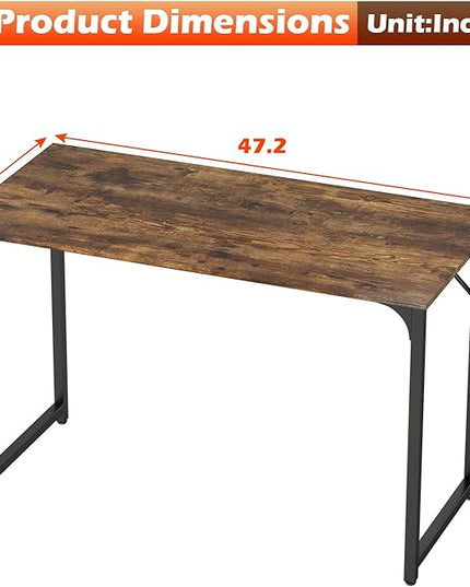 PayLessHere | 47 Inch Computer Desk | Vintage | Office Desk with Metal Frame, Adjustable Feet | Water-Resistant, Scratchproof Surface | Sturdy Writing Table for Home Office or Study | Pack of 1