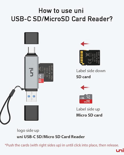 uni SD Card Reader, High-Speed USB C to Micro SD Card Adapter USB 3.0 Dual Slots, Memory Card Reader for SD/Micro SD/SDHC/SDXC/MMC, Compatible with MacBook Pro/Air, Chromebook, Android Galaxy