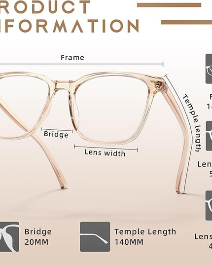 MACJERO Oversized Square Blue Light Blocking Glasses for Women Men, Anti-Fatigue Computer Monitor Gaming Glasses Reduce Eye Strain((transparent Brown)