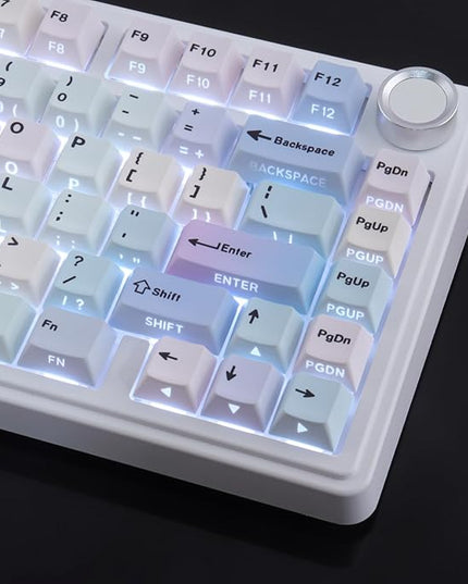 Sunzit Dreamy Purple Keycaps,132 Keys PBT Custom Side Print Keycaps,Cherry Profile Dye Sub Keycap Set,Cute Shine Through Keyboard Key caps for Mechanical Keyboards
