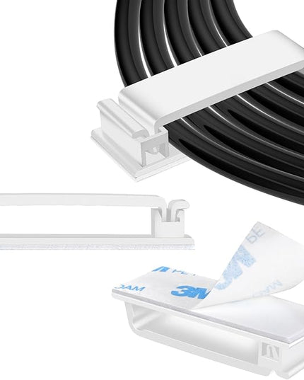 XHF 80 PCS Self Adhesive Cable Clips(XL) White,Wire Clips Cable Management Wire Organizer Cord Holder for Under Desk, Car, Wall, TV PC Ethernet Cable