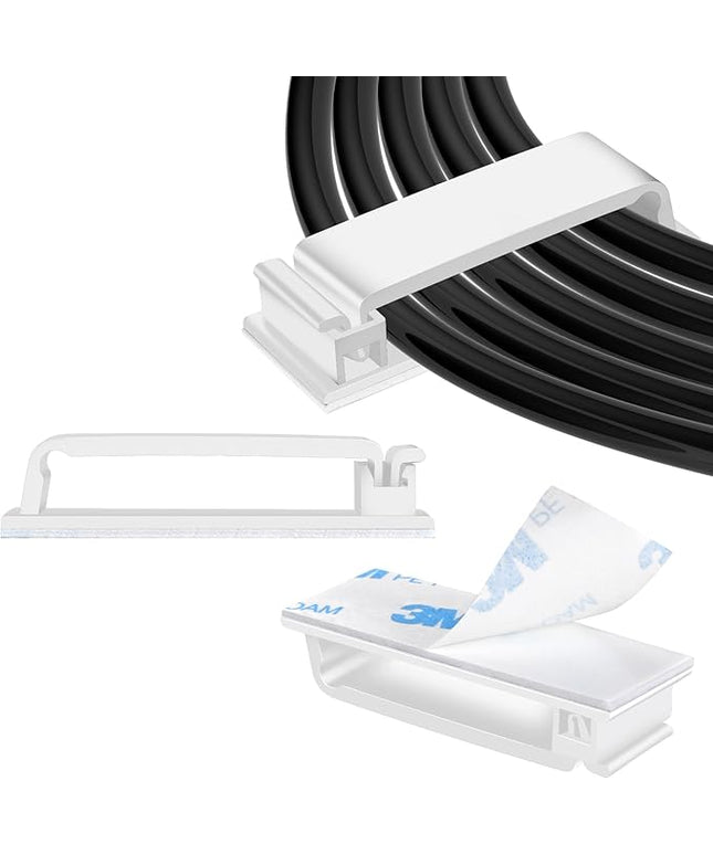 XHF 80 PCS Self Adhesive Cable Clips(XL) White,Wire Clips Cable Management Wire Organizer Cord Holder for Under Desk, Car, Wall, TV PC Ethernet Cable