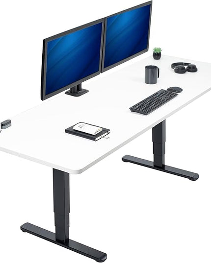 VIVO Electric 83 x 30 in Dual Motor Sit Stand Desk, Memory Height Adjustment, 2B Series, White Top Black Frame, DESK-KIT-2B8W
