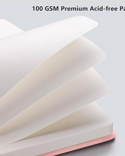 RETTACY Blank Journal Notebook, 192 Pages, A5 Medium Size (5.7'' x 8.3''), Leather Hardcover, 100 GSM Thick Paper, for Sketching, Drawing, Painting (Pink)