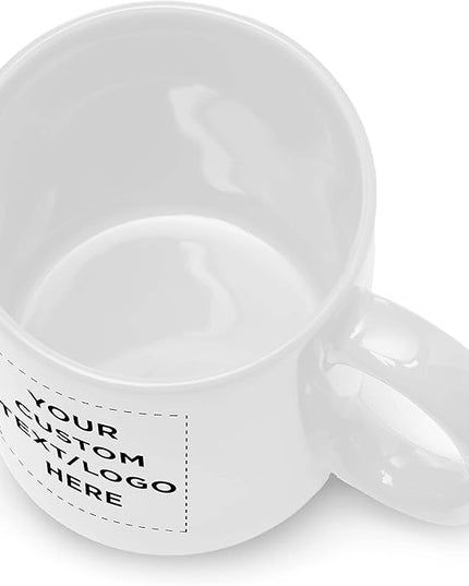 Custom Ceramic Coffee Mugs 11 oz. Set of 50, Personalized Bulk Pack - Coffee cup set, Iced coffee cup, Gaming mug - White