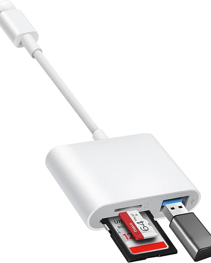 USB C to SD Card Reader, BnmxTek SD Card Adapter with SD MicroSD USB 3 Ports, USBC Memory Card Reader for iPhone 15 16, iPad, Mac, MacBook Pro/Air, Android and More USB-C/Type C Devices
