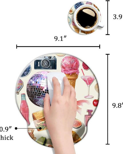 Ergonomic Mouse Pad with Wrist Support,Mouse Pad with Wrist Rest,Relieve Wrist Pain Mousepad Non-Slip Rubber Base,Mouse Pads for Desk,Computers,Laptop,Office,Home,Accessories Pink Stickers