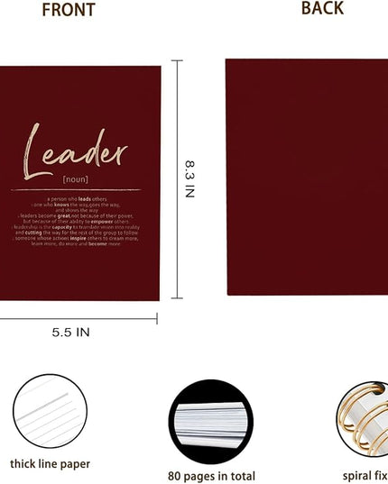 OXW Red Meeting Notebooks for Work, Leadership Gifts Office Work Notebook Journal for Writing Note Taking, Thank You Gifts for Women Men Boss Leader Mentor Manager Principal, 5.5"x8.3"
