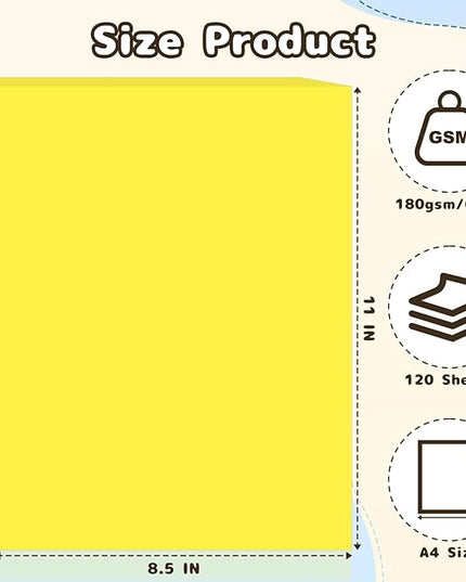 120 Sheets Cardstock 8.5x11, 65lb Colored Card Stock, 15 Assorted Colors Construction Paper, 180gsm Thick Printer Paper for Printing, Painting, Card Making, Kids School Supplies,Party Decorations