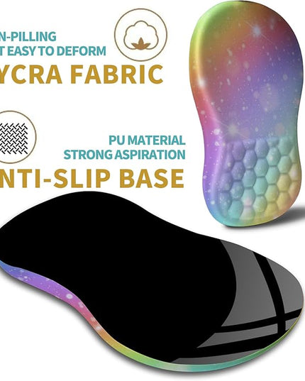 Hokafenle Ergonomic Mouse Pad Wrist Support with Massage Design, Wrist Rest Pain Relief Mousepad with Memory Foam&Non-Slip PU Base, Mouse Pads for Wireless Mouse & Desk (12x8 inch,Rainbow Bubble)