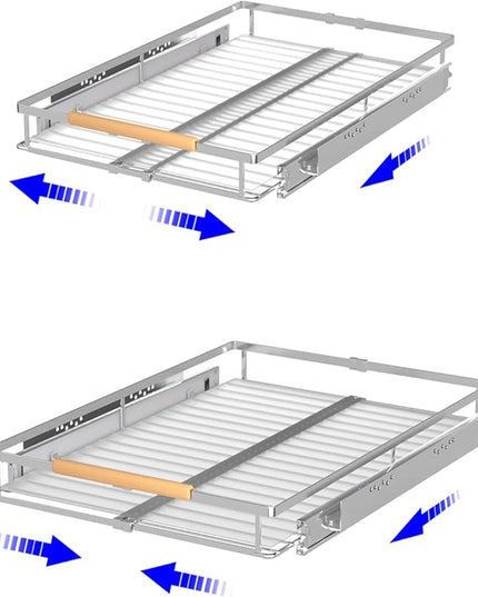 KIKIBRO Pull Out Drawer Cabinet Organizer, Expandable Slide Out Storage Shelves - Heavy Duty, Durable and Smooth Slide-Out, 12.3"~18.3" Wide x 22.5" Deep, 2 Pack