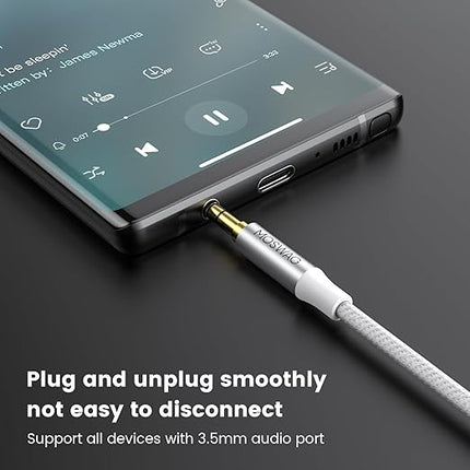 MOSWAG 3.5mm Extension Cable 6.6FT/2Meter Audio Male to Female Stereo Extension Adapter Nylon Braided Cord Compatible for Home/Car Stereos Smartphones Headphones Tablets Media Players and More